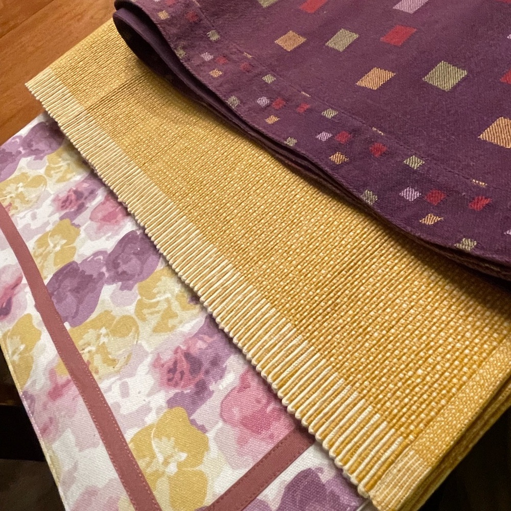 Bundle 3 long table runners purple gold yellow 1 new pampered chef